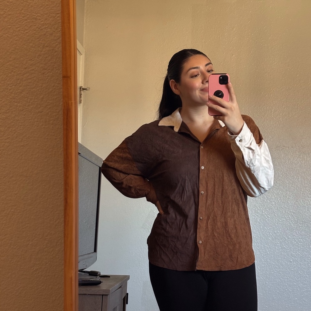 Brown & Cream Suede Like Shirt - From Buckle